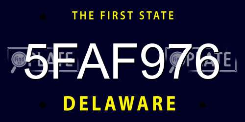 5FAF976 Delaware License Plate