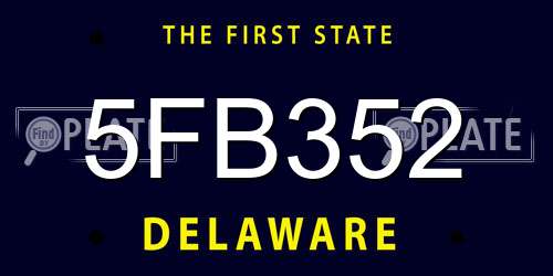5FB352 Delaware License Plate