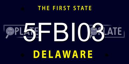 5FBI03 Delaware License Plate