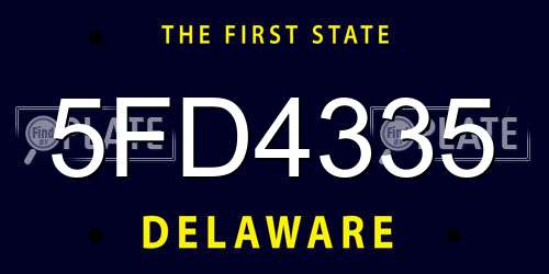 5FD4335 Delaware License Plate