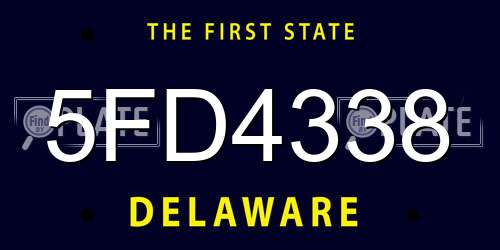 5FD4338 Delaware License Plate