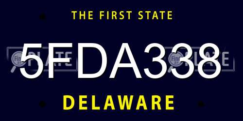 5FDA338 Delaware License Plate