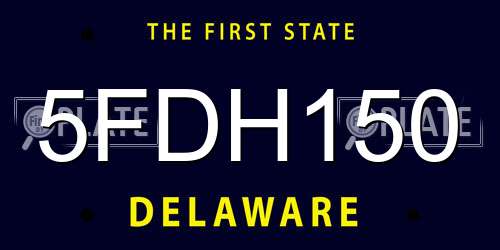5FDH150 Delaware License Plate