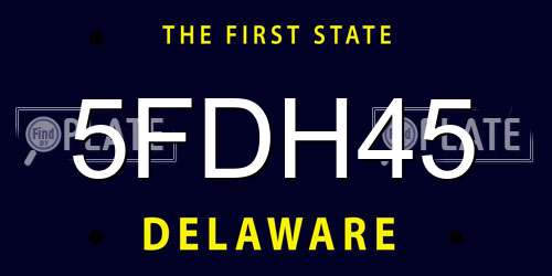 5FDH45 Delaware License Plate