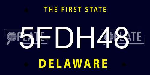 5FDH48 Delaware License Plate