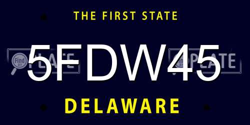 5FDW45 Delaware License Plate