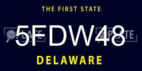 5FDW48 Delaware License Plate
