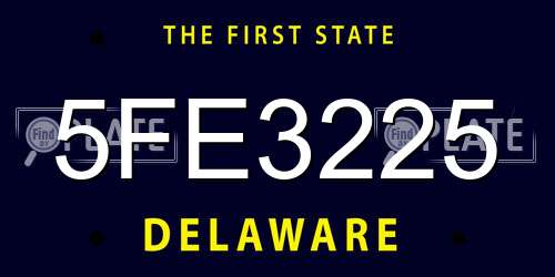 5FE3225 Delaware License Plate