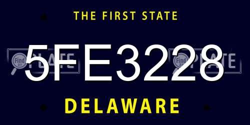 5FE3228 Delaware License Plate