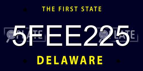 5FEE225 Delaware License Plate
