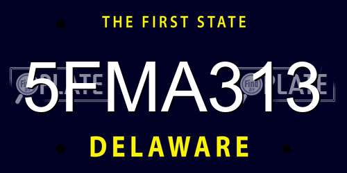 5FMA313 Delaware License Plate