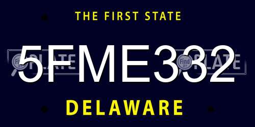 5FME332 Delaware License Plate