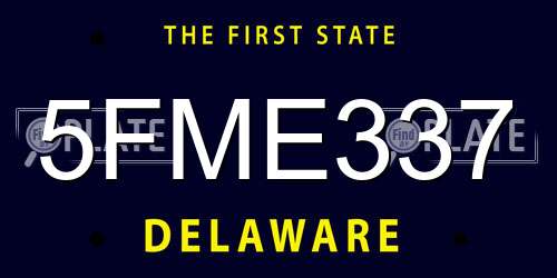5FME337 Delaware License Plate