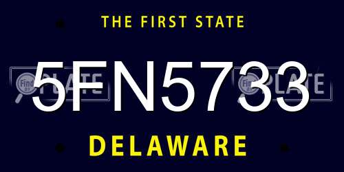 5FN5733 Delaware License Plate