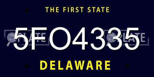 5FO4335 Delaware License Plate
