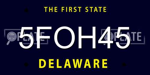 5FOH45 Delaware License Plate