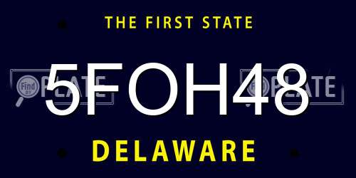 5FOH48 Delaware License Plate