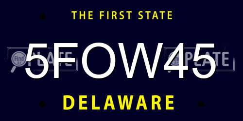 5FOW45 Delaware License Plate