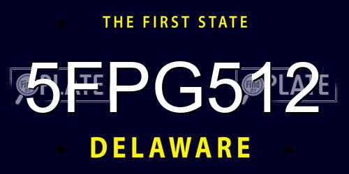 5FPG512 Delaware License Plate