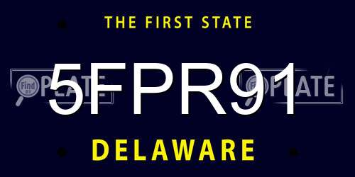 5FPR91 Delaware License Plate