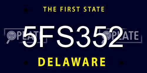 5FS352 Delaware License Plate