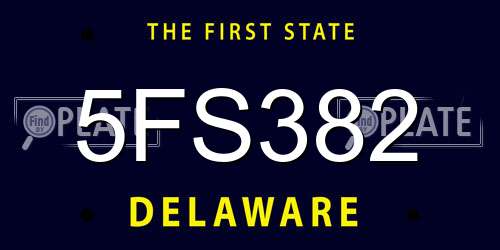 5FS382 Delaware License Plate