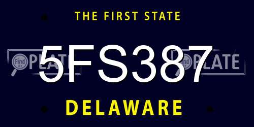 5FS387 Delaware License Plate