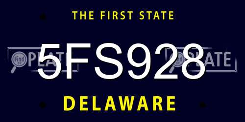 5FS928 Delaware License Plate