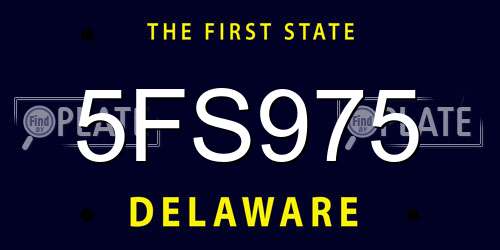 5FS975 Delaware License Plate