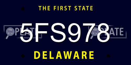5FS978 Delaware License Plate