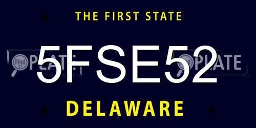5FSE52 Delaware License Plate