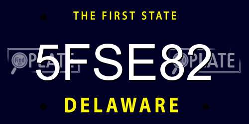5FSE82 Delaware License Plate