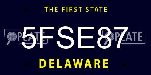 5FSE87 Delaware License Plate