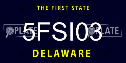 5FSI03 Delaware License Plate