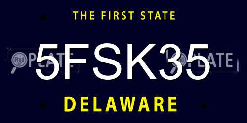 5FSK35 Delaware License Plate