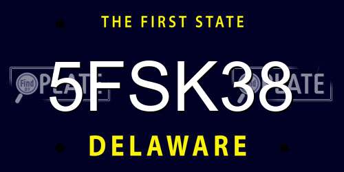 5FSK38 Delaware License Plate