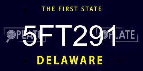 5FT291 Delaware License Plate