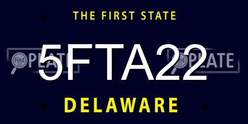 5FTA22 Delaware License Plate
