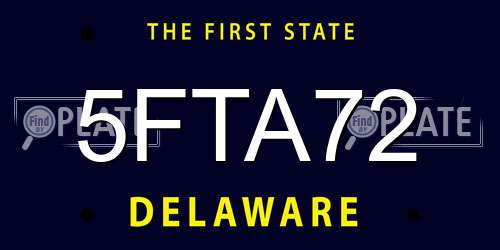 5FTA72 Delaware License Plate