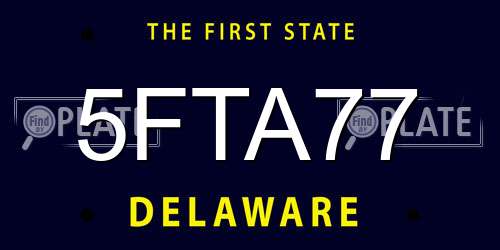 5FTA77 Delaware License Plate