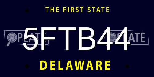 5FTB44 Delaware License Plate