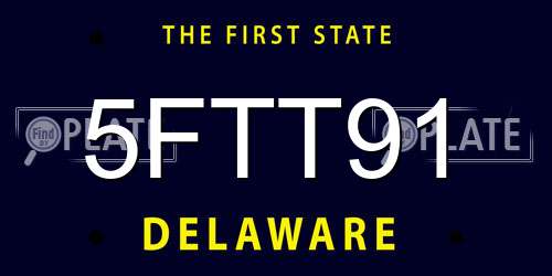 5FTT91 Delaware License Plate