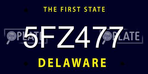 5FZ477 Delaware License Plate