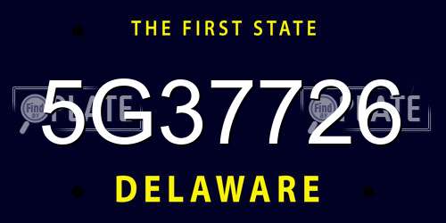 5G37726 Delaware License Plate