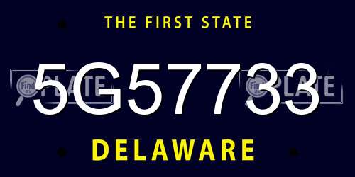 5G57733 Delaware License Plate
