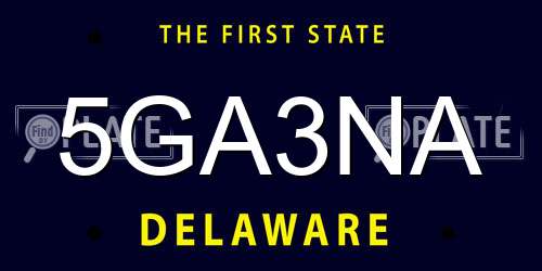 5GA3NA Delaware License Plate
