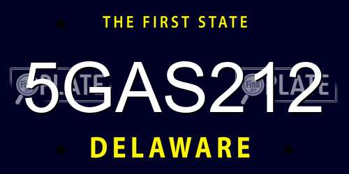 5GAS212 Delaware License Plate