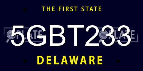 5GBT233 Delaware License Plate