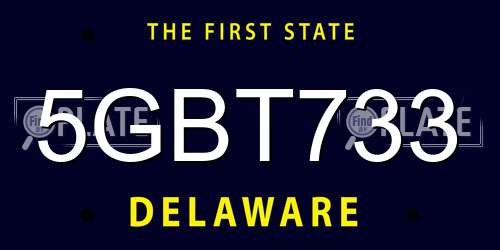 5GBT733 Delaware License Plate