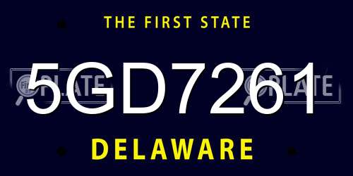 5GD7261 Delaware License Plate